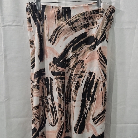 DKNY Women's Ruched Pink Multi -print Maxi Skirt Size 12 - Picture 5 of 11